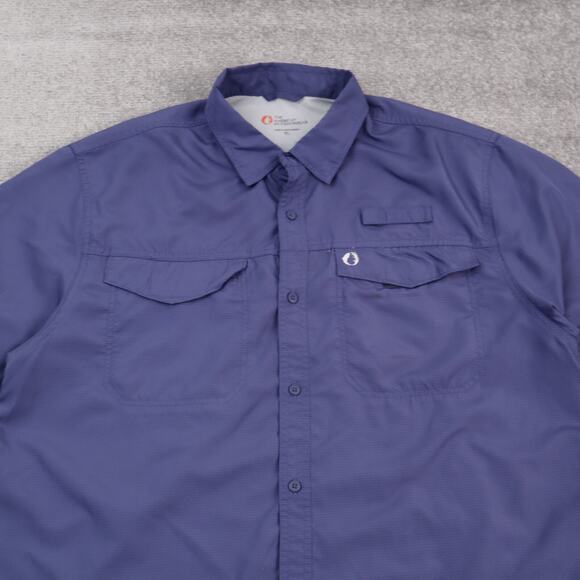 The American Outdoorsmen XL Solid Blue Short Sleeve Full Button Collared Shirt - Picture 5 of 10